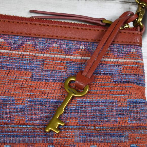 Fossil Fiona multicolor boho geometric print fall tapestry crossbody bag purse - Picture 3 of 12